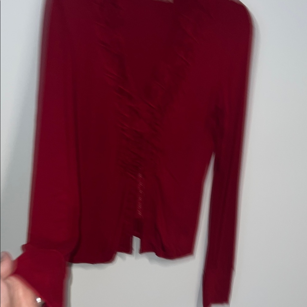 Sharagano Red Ruffled Blouse - Picture 4 of 4